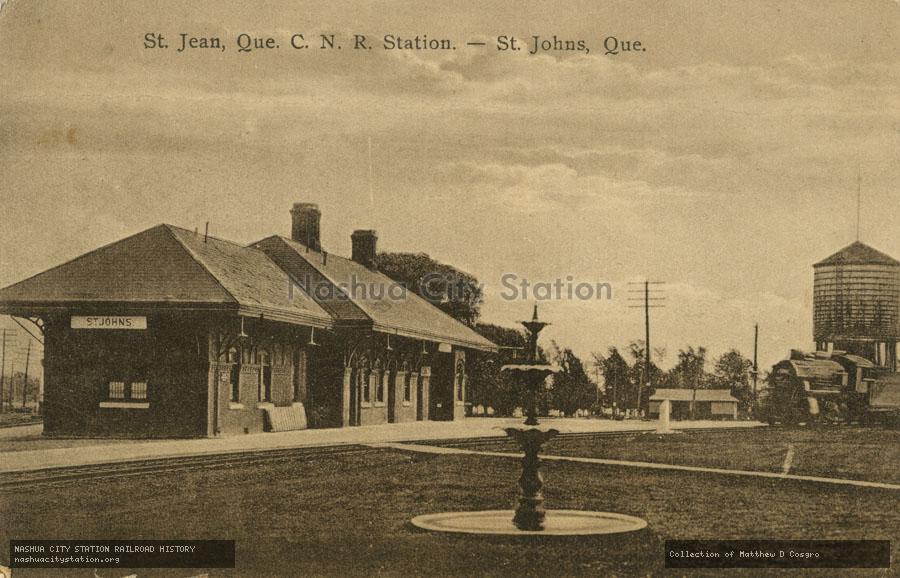 Postcard: St. Jean, Quebec, Canadian National Railways Station - St. Johns, Quebec